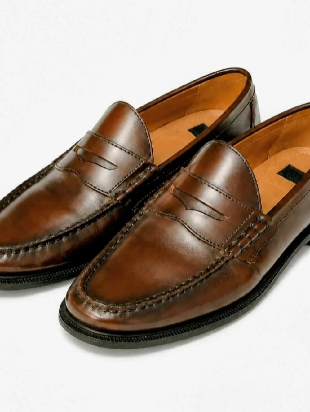 Nunn Bush Mens 9.5 M Brown Leather Penny Loafers Moc Toe Preppy Dress Shoes